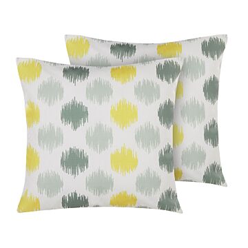 Set Of 2 Garden Cushions Multicolour Polyester Square 45 X 45 Cm Water Resistant Modern Pattern Beliani