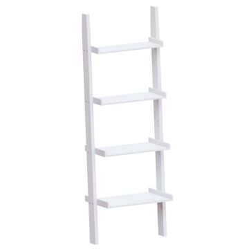 Vida Designs York 4 Tier Ladder Bookcase, White