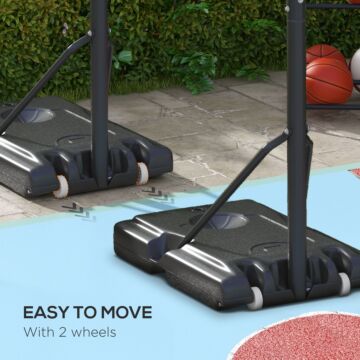 Sportnow Height Adjustable Basketball System, Freestanding Basketball Hoop And Stand W/ Wheels, 2.35-3.05m