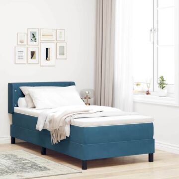 Vidaxl Box Spring Bed With Mattress Dark Blue 90x200 Cm Velvet