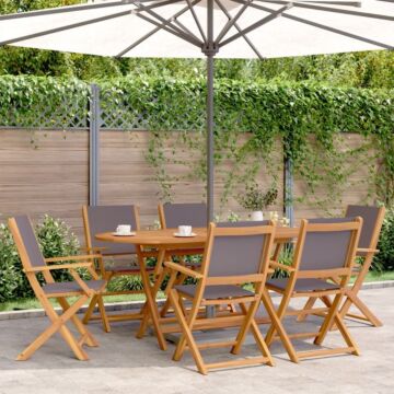 Vidaxl Folding Garden Chairs 6 Pcs Anthracite Fabric And Solid Wood
