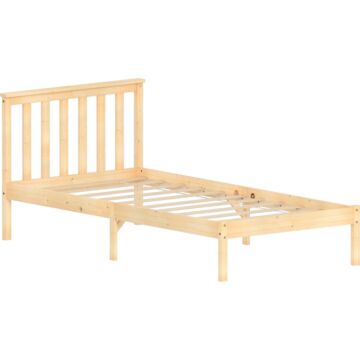 Milan Single Wooden Bed, Low Foot, Pine