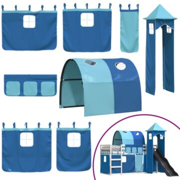 Vidaxl Bunk Bed With Slide And Curtains Blue 90x200 Cm