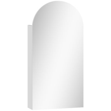 Homcom Arched Bathroom Mirror Cabinet With Adjustable Glass Shelves - White