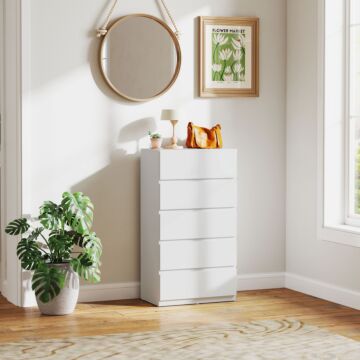 Homcom Chest Of Drawers, 5-drawer Storage Cabinets, Modern Dresser, Storage Drawer Unit For Bedroom