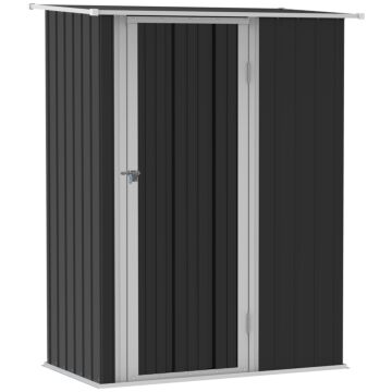 Outsunny Garden Storage Shed, Outdoor Tool Shed With Sloped Roof, Lockable Door For Equipment, Bikes, Grey, 142 X 84 X 189cm
