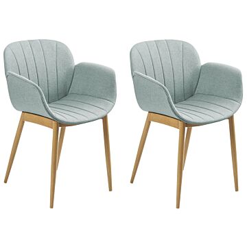 Set Of 2 Dining Chairs Mint Green Fabric Upholster Contemporary Modern Design Dining Room Seating Beliani