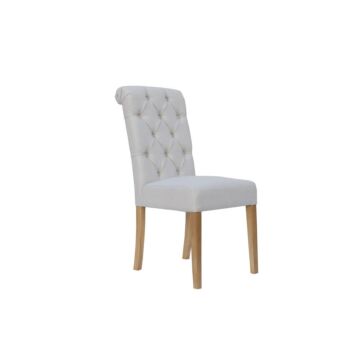 Button Back Chair With Scroll Top Natural/oak