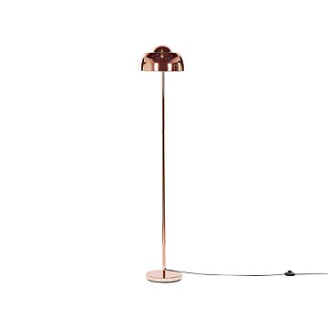Floor Lamp Copper Metal Round Base Dome Shade Glam Ambient Light Living Room Lightning Beliani