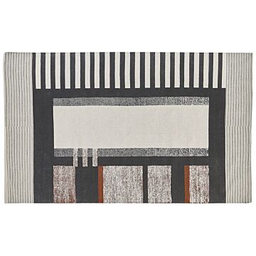 Area Rug Multicolour Cotton 140 X 200 Cm Scandinavian Printed Pattern Handwoven Rectangular Living Room Beliani