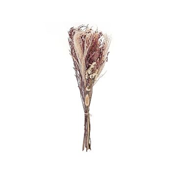 Dried Flower Bouqet Pink Natural Dried Flowers 50 Cm Wrapped In Brown Paper Natural Table Decoration Beliani