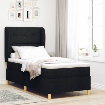 Vidaxl Bed Frame With Mattress Black Fabric 90 X 190 Cm Bed Mattress