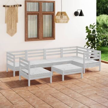 Vidaxl 7 Piece Garden Lounge Set Solid Pinewood White