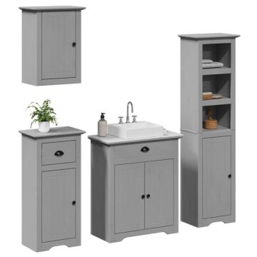 Vidaxl 4 Piece Bathroom Furniture Set Bodo Grey Solid Wood Pine