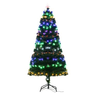 Homcom 6ft Pre-lit Fiber Optic Christmas Tree With 6 Colour Led Lights