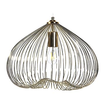 1-light Pendant Ceiling Gold Metal Shade Cage Wire Industrial Beliani