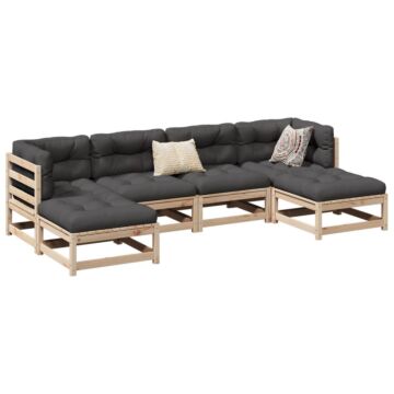 Vidaxl 6 Piece Garden Sofa Set Solid Wood Pine