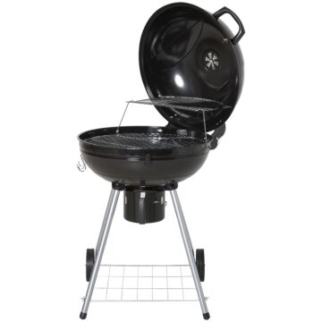 Outsunny Charcoal Bbq Portable Kettle Bbq Charcoal Grill Outdoor Barbecue Picnic Party Camping W/ Wheels