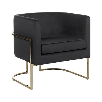 Armchair Black Golden Metal Frame Round Back Glam Modern Style Living Room Bedroom Beliani