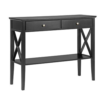 Console Table Black 2 Drawers Hallway Furniture 80 Cm Retro Design Beliani