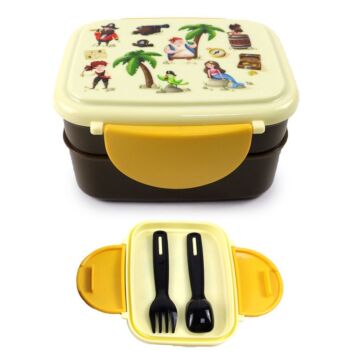 Bento Clip Lock Lunch Box With Cutlery - Jolly Rogers Pirates