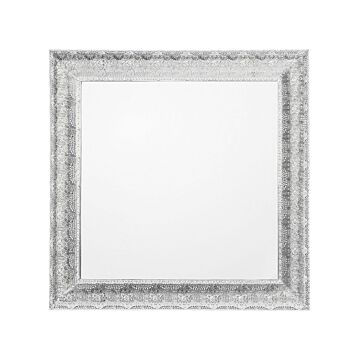 Wall Mounted Hanging Mirror Silver 65 Cm Square Decorative Frame Beliani