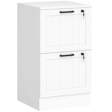 Homcom 2 Drawer Filing Cabinet With Lock, Office Storage Cabinet With Adjustable Hanging Bars For A4 Letter Size Files, White