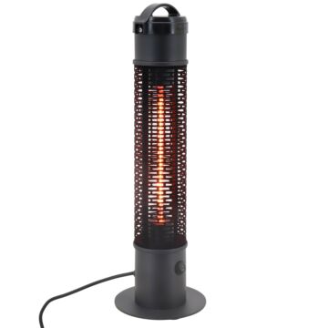 Outsunny Table Top Patio Heater, 1.2kw Infrared Outdoor Electric Heater With Ip54 Rated Weather Resistance, Tip Over Safety Switch Φ20 X 65 Cm
