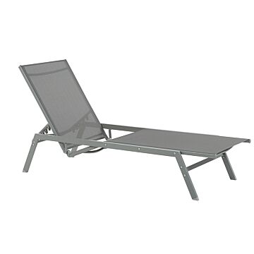 Sun Lounger Grey Steel Frame Textile Seat Adjustable Backrest Uv Resistant Outdoor Furniture Beliani
