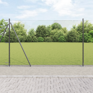 Vidaxl Hexagon Fence Grey 1.6x50 M Steel, Vidaxl Fence Posts With Base Plates 13 Pcs Ø32mm 88.5cm Galvanised Steel