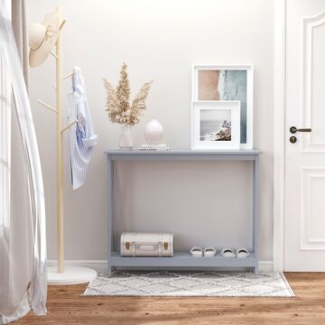 Homcom Console Table Hallway Desk W/storage Shelf, X Design, Grey