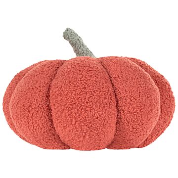 Pumpkin Cushion Orange Boucle ⌀ 28 Cm Throw Pillow Halloween Decor Stuffed Toy Beliani