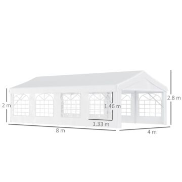 Outsunny 8m X 4m Garden Gazebo Marquee Party Tent Wedding Portable Garage Carport Event Shelter Car Canopy Heavy Duty Steel Frame