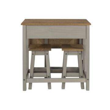 Corona Grey Breakfast Drop Leaf Table & 2 Stools Set