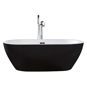 Bath Black With Silver Sanitary Acrylic Single 1500 X 750 Mm Freestanding Modern Design Beliani