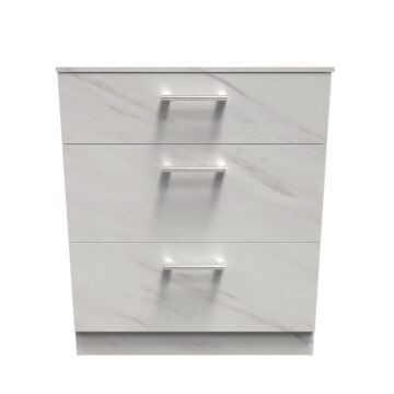 Devon 3 Drawer Deep Chest In Marble White