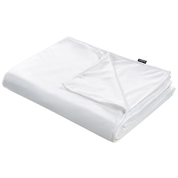Weighted Blanket Cover White Polyester Fabric 150 X 200 Cm Solid Pattern Modern Design Bedroom Textile Beliani