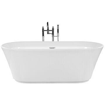 Freestanding Bath White Sanitary Acrylic Oval Single 170 X 80 Cm Modern Design Beliani