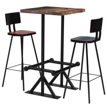 Vidaxl Bar Set 3 Piece Solid Reclaimed Wood Multicolour