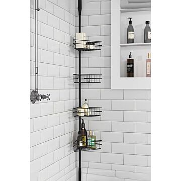 4 Tier Metal Corner Shower Shelf Wall Rack Organizer Bathroom Black