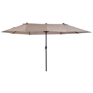 Outsunny 4.6m Garden Parasol Double-sided Sun Umbrella Patio Market Shelter Canopy Shade Outdoor Tan - No Base