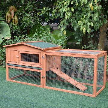 Pawhut 2 Floor Wooden Rabbit Hutch Bunny Cage House Chicken Coop Outdoor Garden Backyard 158 X 58 X 68 Cm