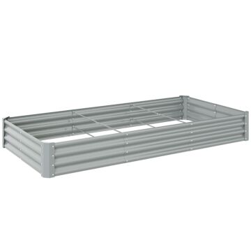 Outsunny 240 X 120cm Galvanised Steel Open Planter - Silver