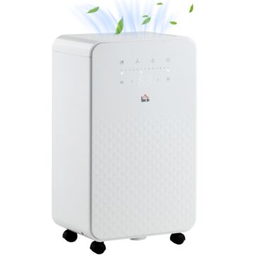 Homcom 2000ml Portable Dehumidifier With Air Purifier, 24h Timer, 5 Modes, 10l/day, For Home Laundry, White