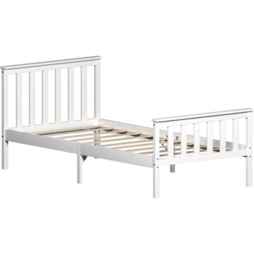 Vida Designs Milan Single Wooden Bed, High Foot, White