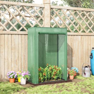 Outsunny 100 X 50 X 150cm Greenhouse Steel Frame Pe Cover With Roll-up Door Outdoor, Green