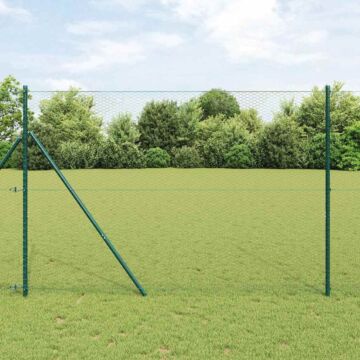 Vidaxl Hexagon Fence Grey 1,5x50 M Steel, Vidaxl Fence Posts 13 Pcs Green Ø32 Mm 200 Cm Galvanised Steel