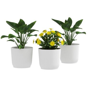 Outsunny Set Of Three Ф22cm Planters - White
