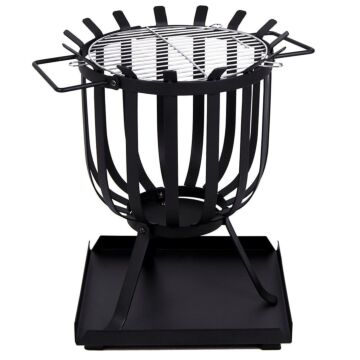 Fire Vida Steel Brazier Black, Square