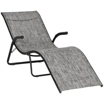 Outsunny Folding Chaise Lounge Chair, Reclining Garden Sun Lounger For Beach, Poolside And Patio, Grey